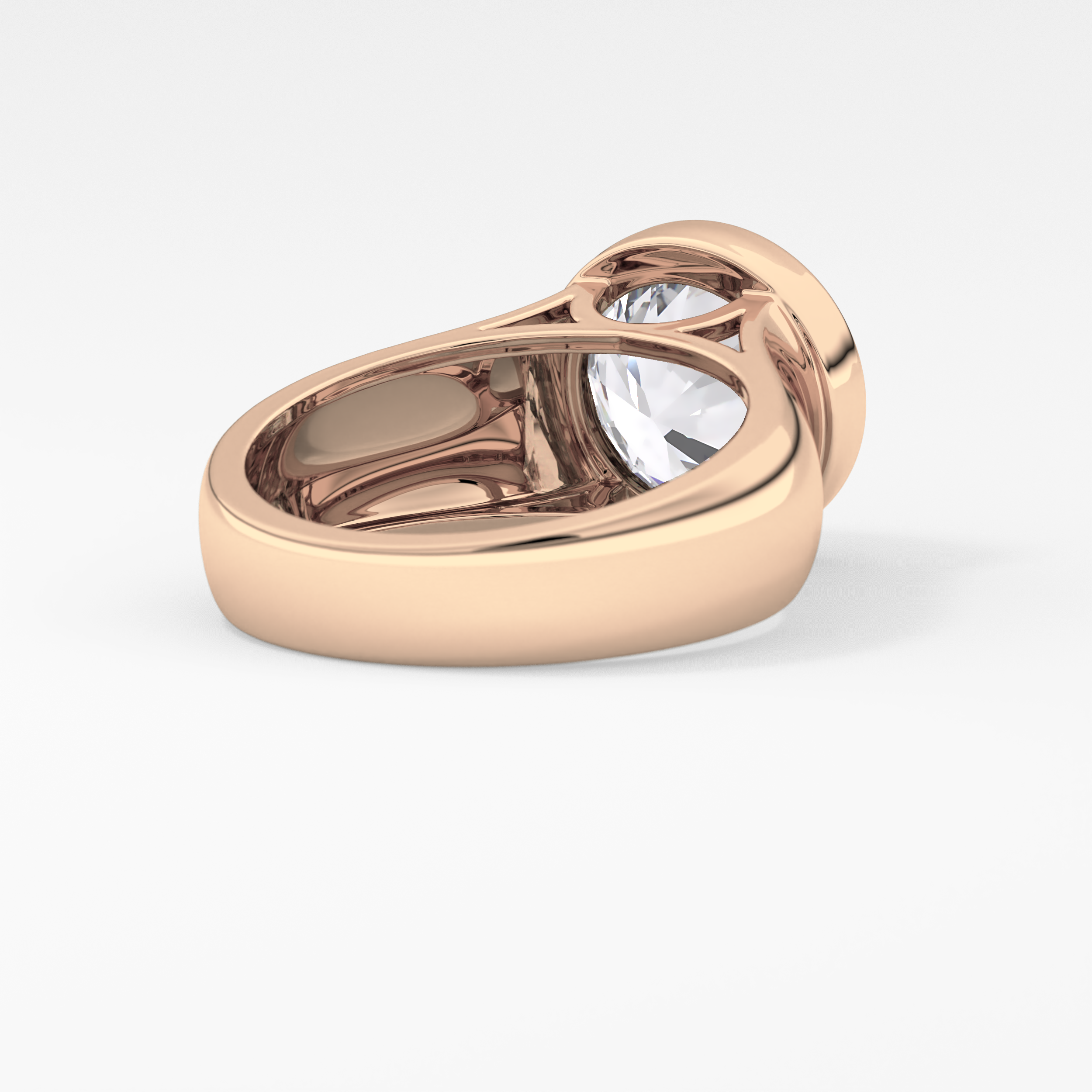 Round Cut 3.6 Carat Moissanite Men's Wedding Band - Bezel Setting in Gold 18