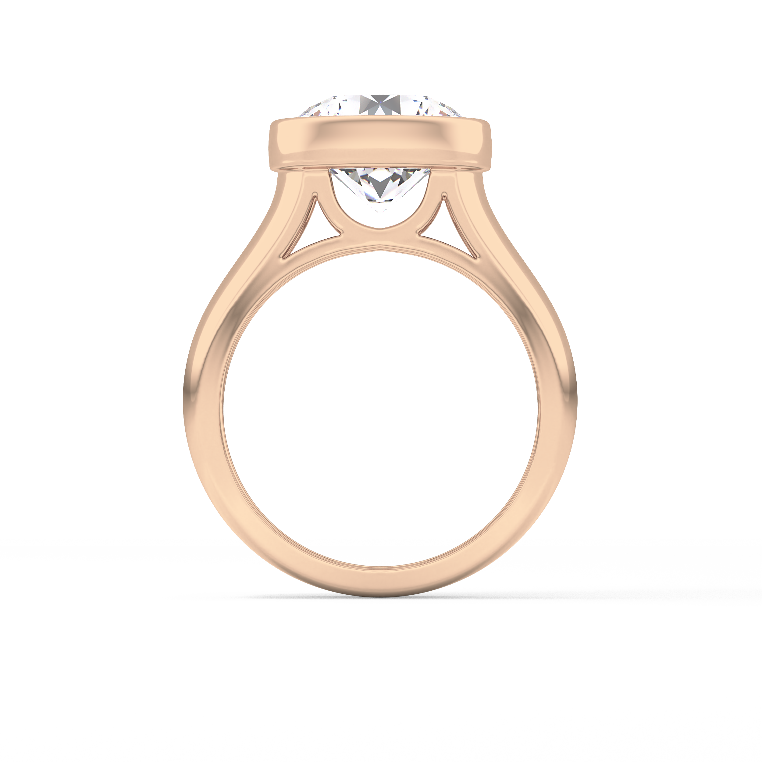 Round Cut 3.6 Carat Moissanite Men's Wedding Band - Bezel Setting in Gold 24