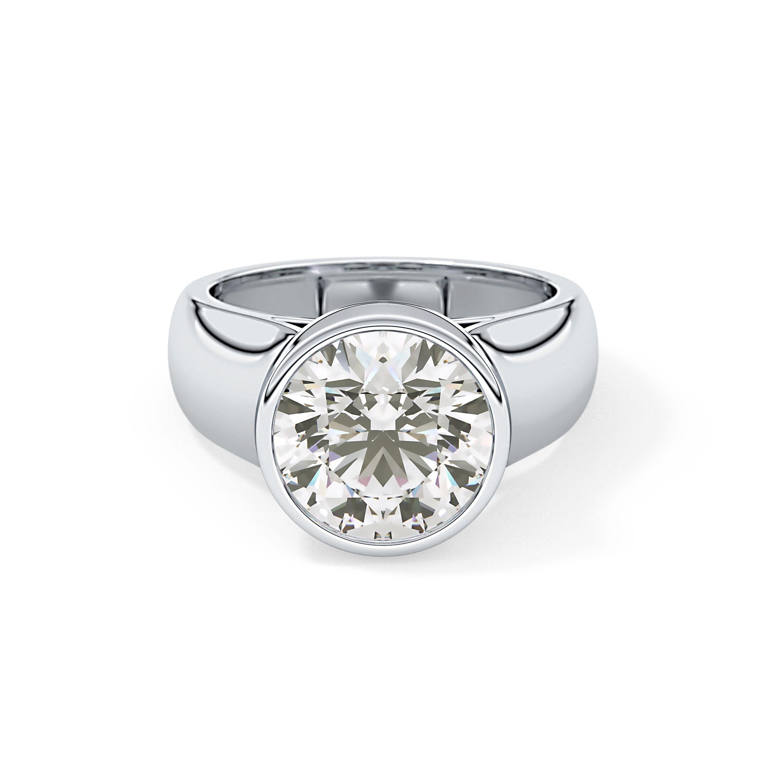 Round Cut 3.6 Carat Moissanite Men's Wedding Band - Bezel Setting in Gold 1