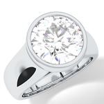 Round Cut 3.6 Carat Moissanite Men's Wedding Band - Bezel Setting in Gold 7