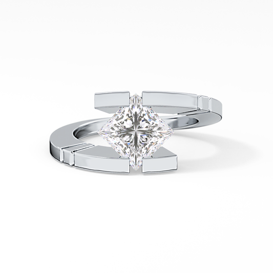 Princess Cut 2.07 Carat Moissanite Ring - Solitaire Setting in Gold