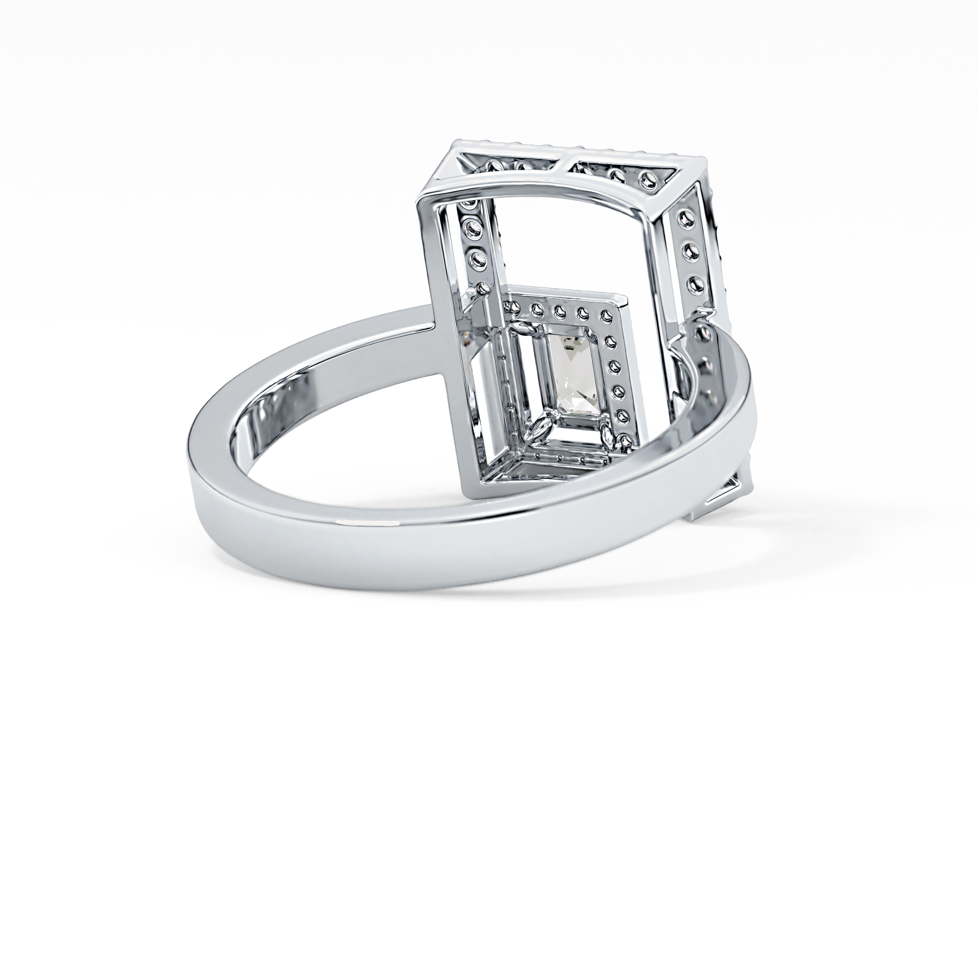 Geometrical Wedding Band with 0.37 TCW Emerald & Round Cut Moissanite – Yellow, White, or Rose Gold