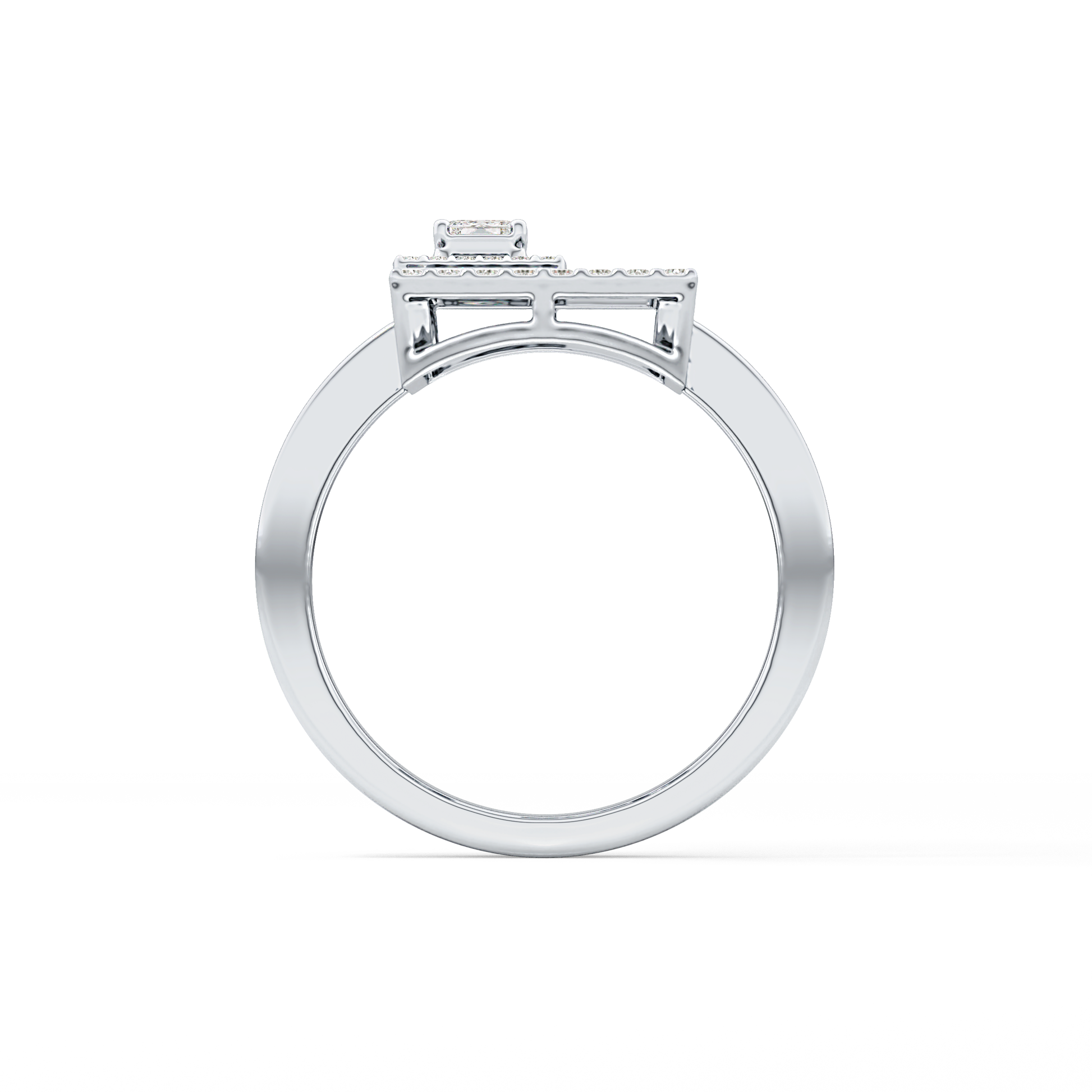Geometrical Wedding Band with 0.37 TCW Emerald & Round Cut Moissanite – Yellow, White, or Rose Gold