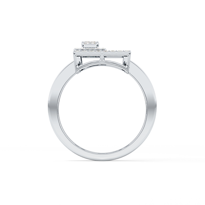 Geometrical Wedding Band with 0.37 TCW Emerald & Round Cut Moissanite – Yellow, White, or Rose Gold