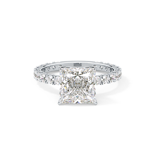 Princess Cut 2.58 Carat Moissanite Ring – Pave Setting in Gold