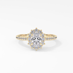 Oval Cut 0.66 Carat Moissanite Ring – Halo & Pave Setting in Gold