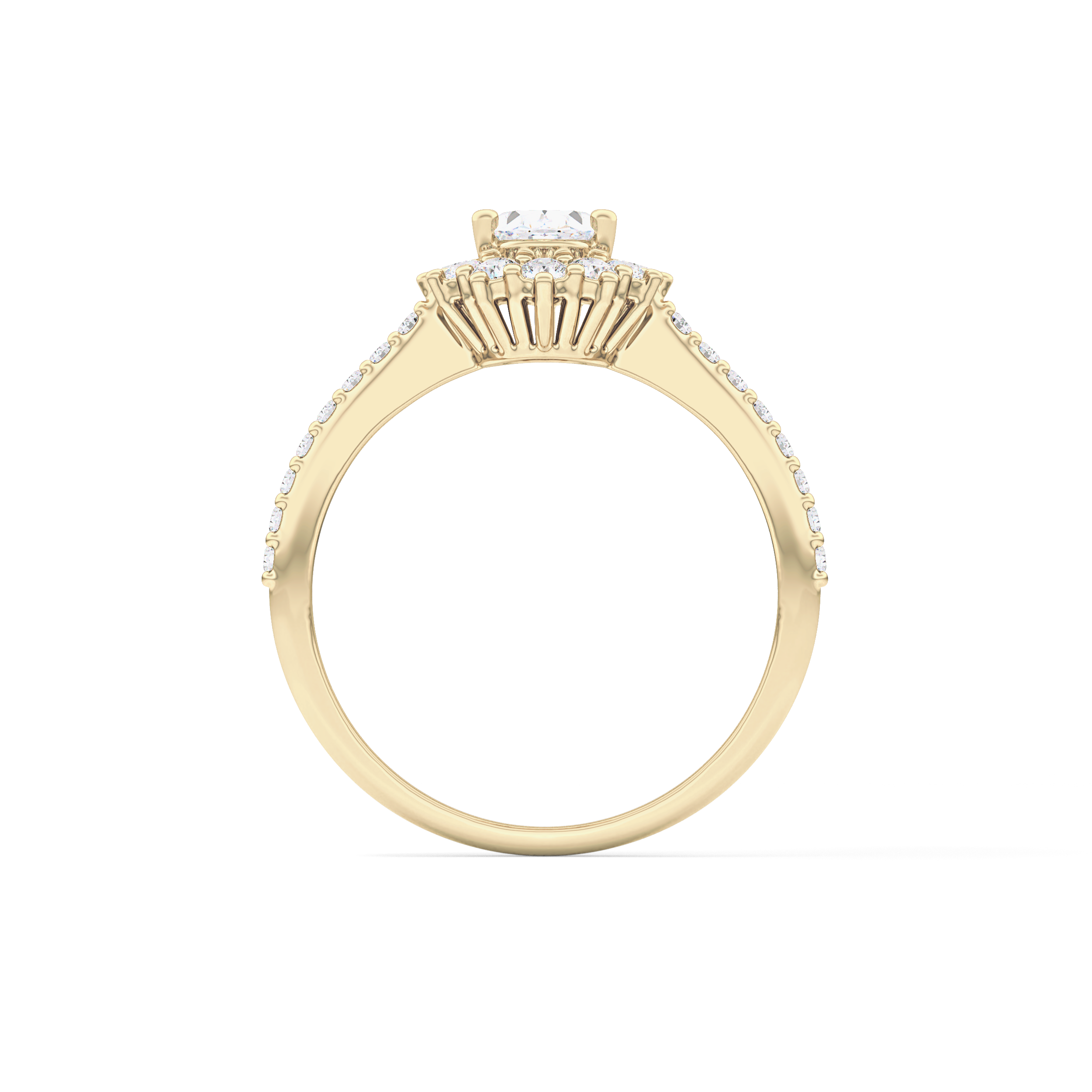 Oval Cut 0.66 Carat Moissanite Ring – Halo & Pave Setting in Gold
