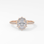 Oval Cut 0.66 Carat Moissanite Ring – Halo & Pave Setting in Gold