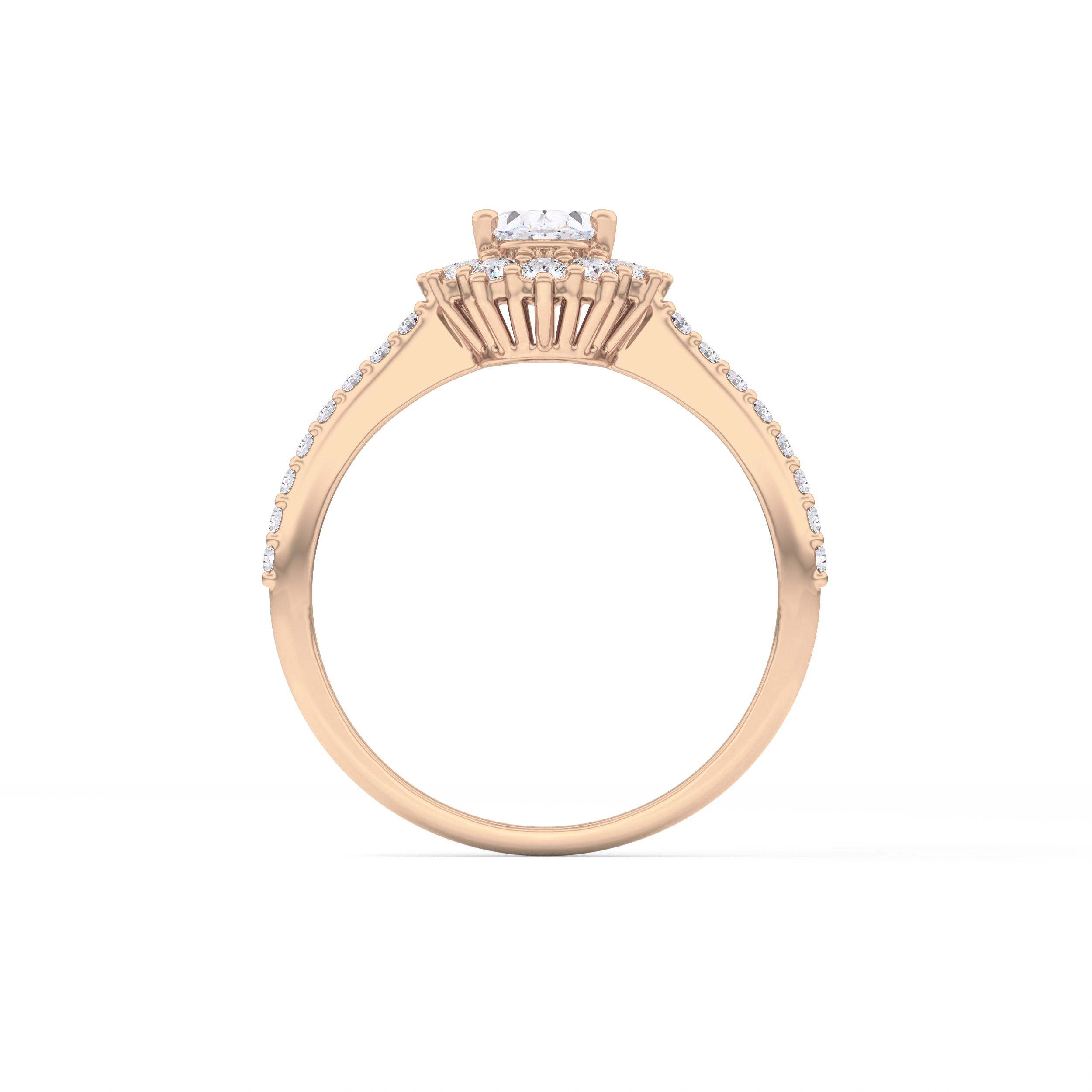 Oval Cut 0.66 Carat Moissanite Ring – Halo & Pave Setting in Gold