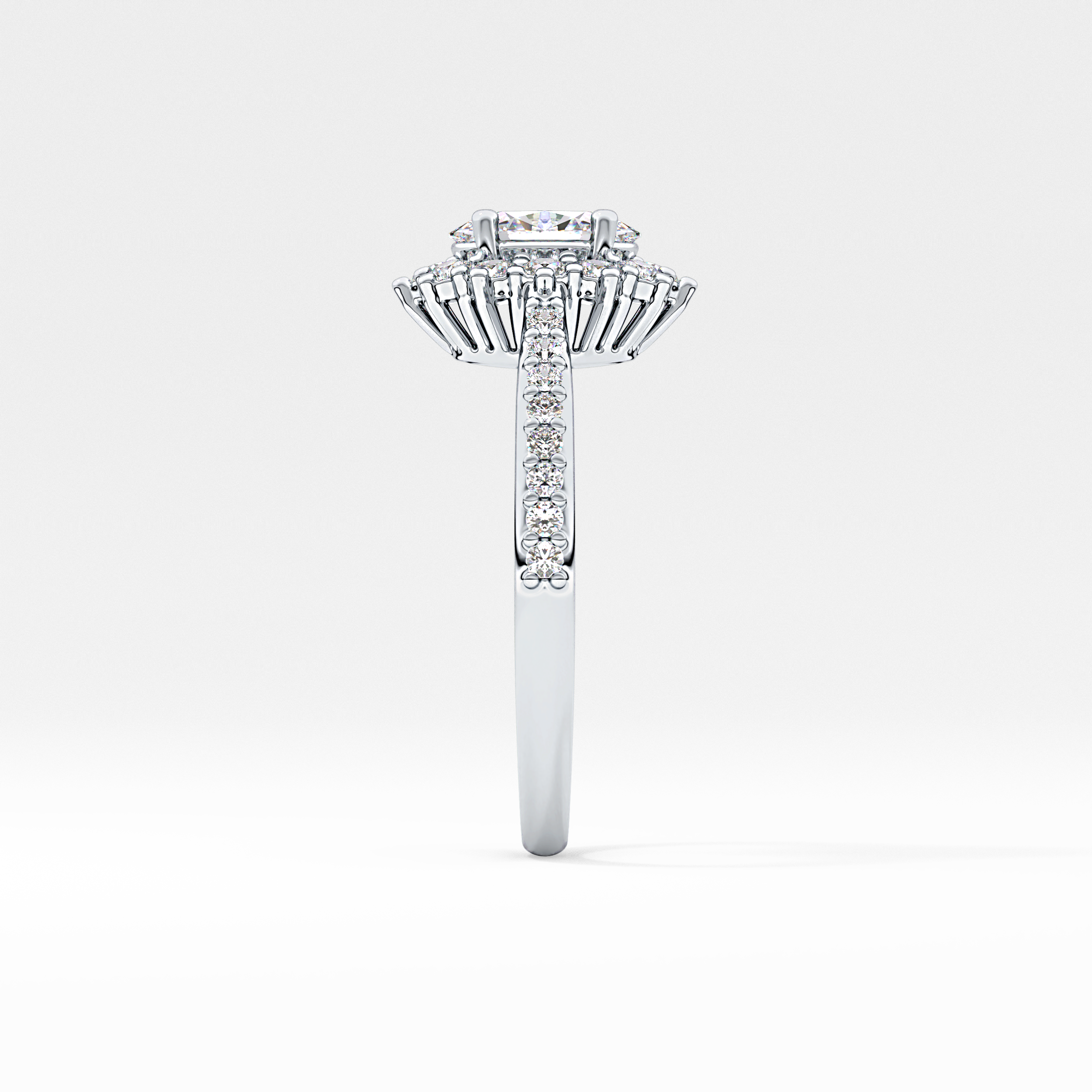 Oval Cut 0.66 Carat Moissanite Ring – Halo & Pave Setting in Gold