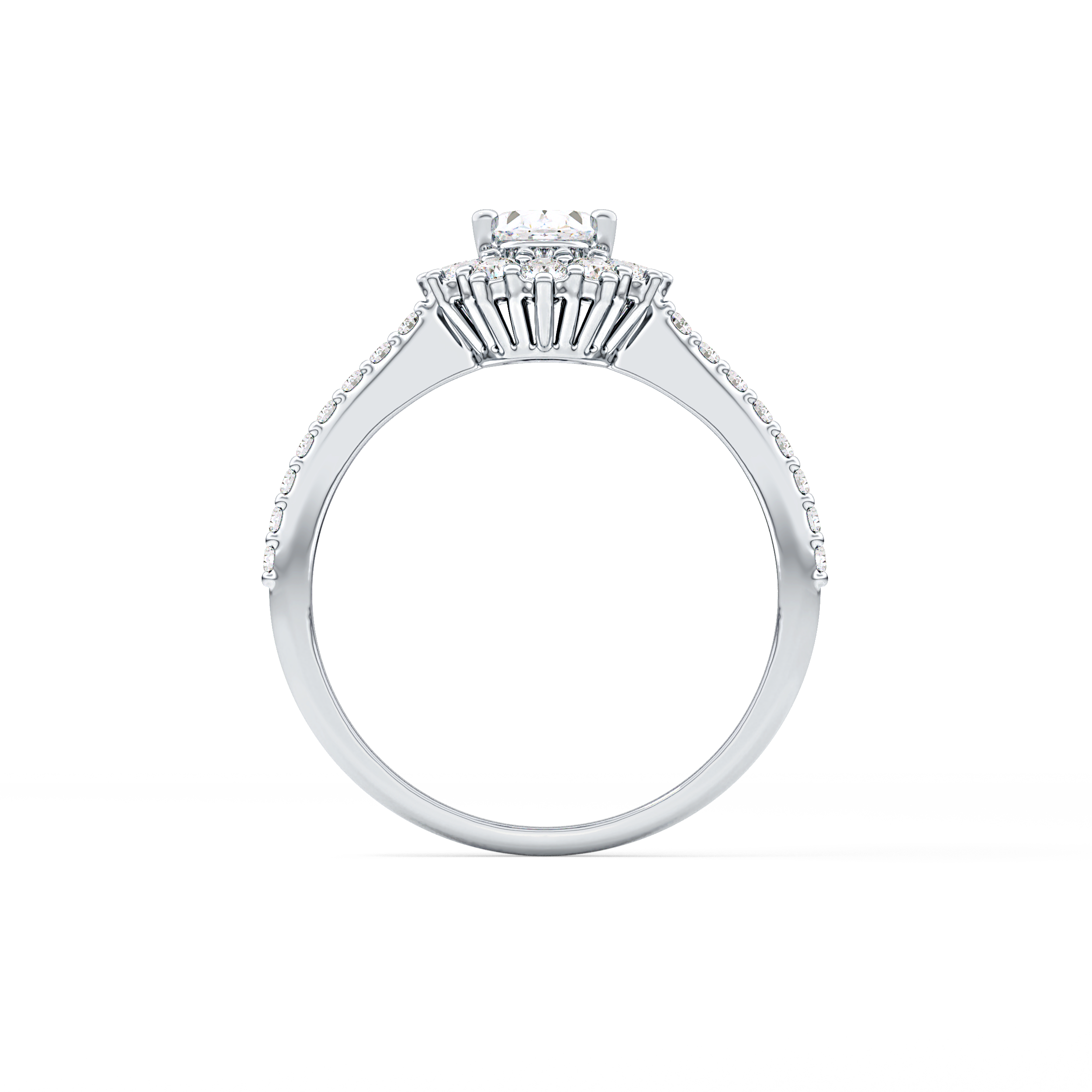 Oval Cut 0.66 Carat Moissanite Ring – Halo & Pave Setting in Gold