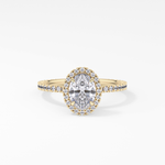 Oval Cut 0.91 Carat Moissanite Ring – Halo & Pave Setting in Gold