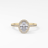 Oval Cut 0.91 Carat Moissanite Ring – Halo & Pave Setting in Gold