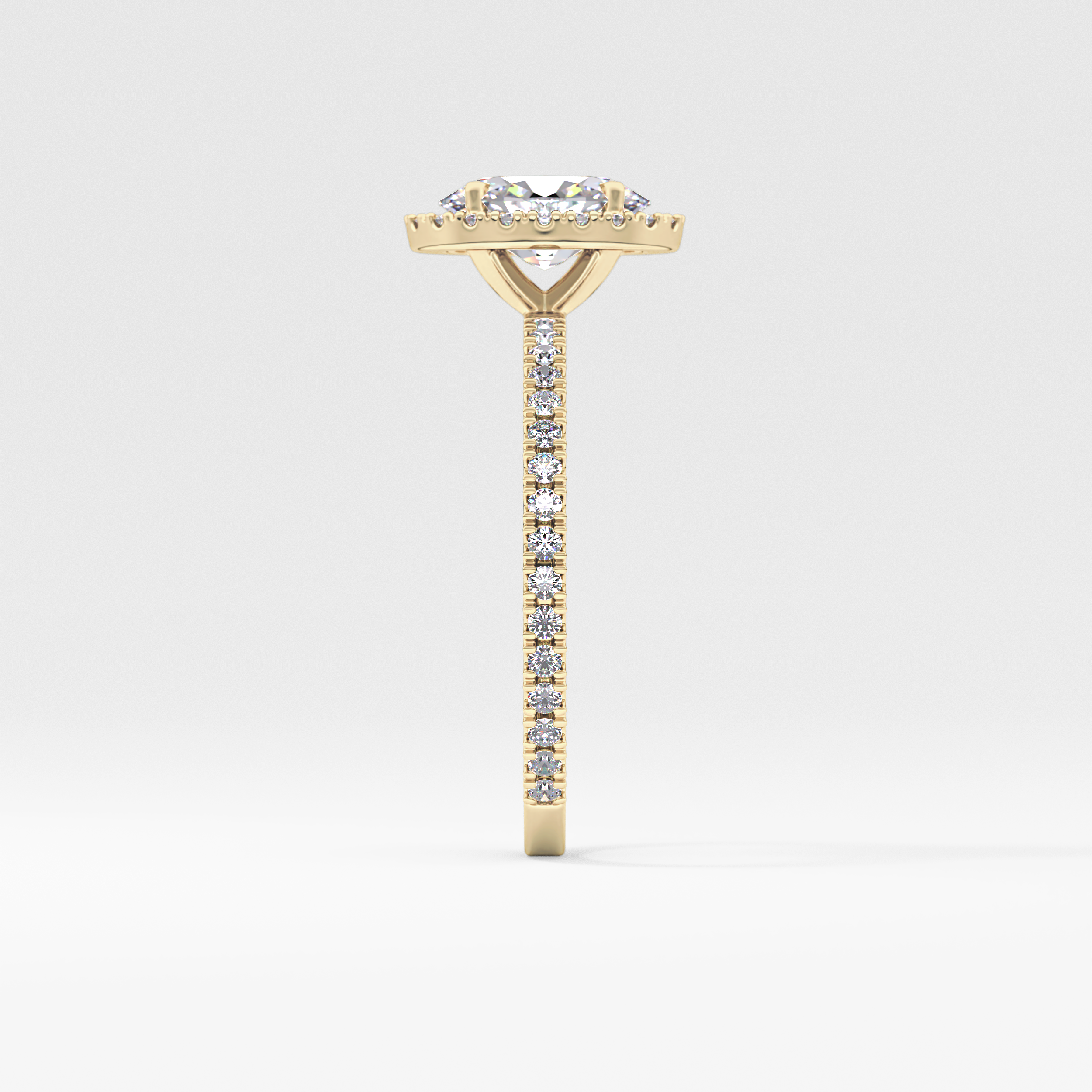 Oval Cut 0.91 Carat Moissanite Ring – Halo & Pave Setting in Gold
