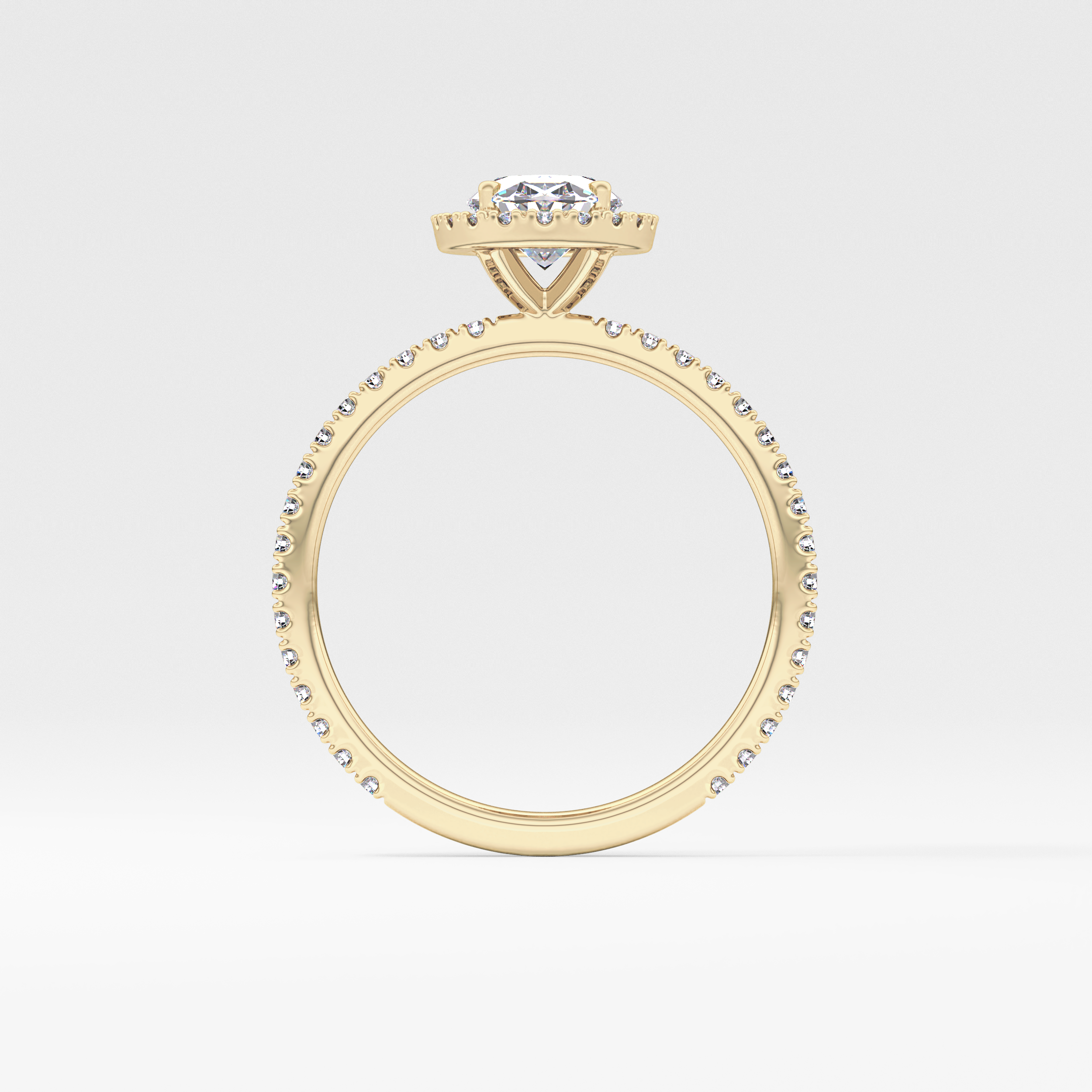 Oval Cut 0.91 Carat Moissanite Ring – Halo & Pave Setting in Gold
