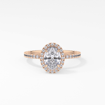 Oval Cut 0.91 Carat Moissanite Ring – Halo & Pave Setting in Gold