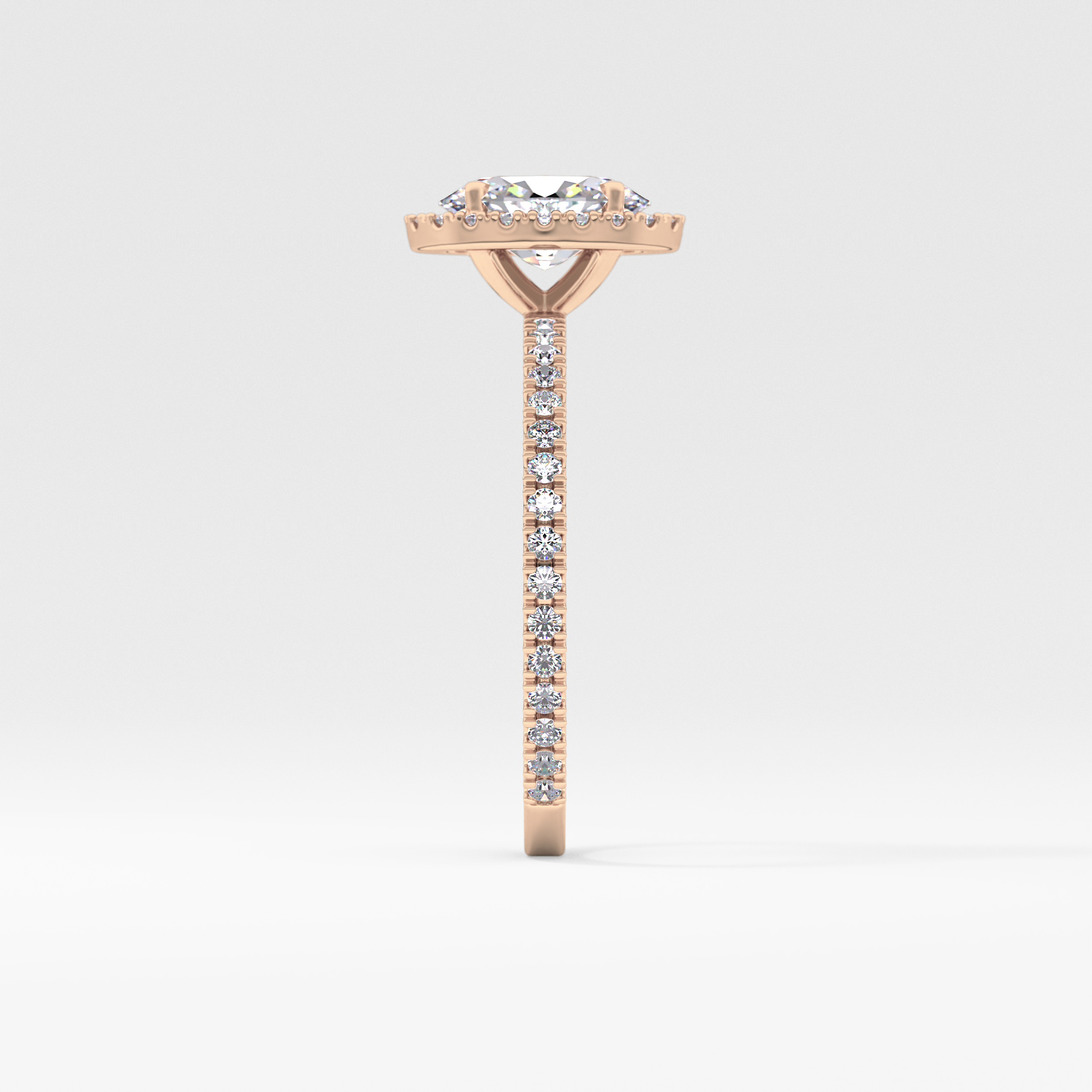 Oval Cut 0.91 Carat Moissanite Ring – Halo & Pave Setting in Gold