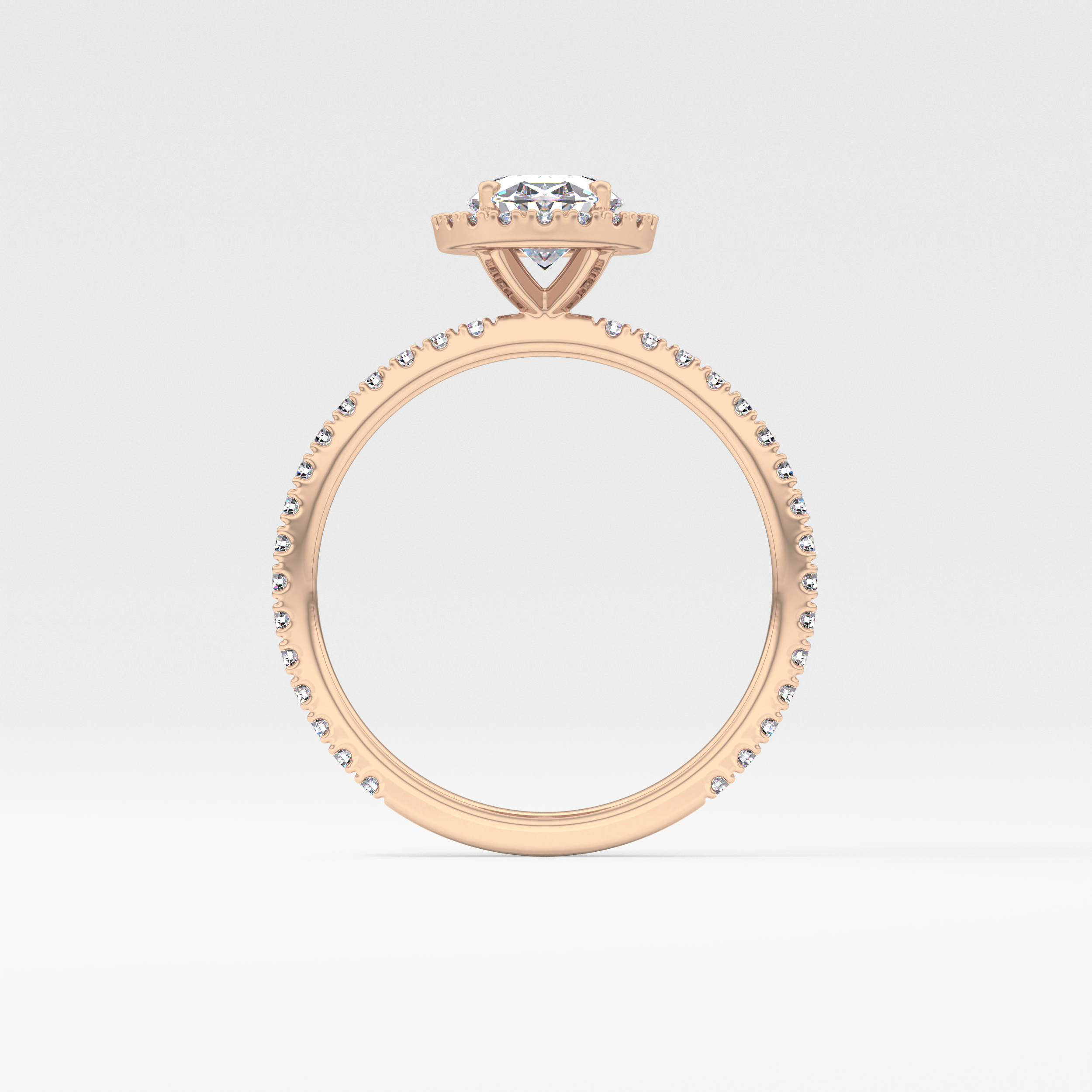 Oval Cut 0.91 Carat Moissanite Ring – Halo & Pave Setting in Gold