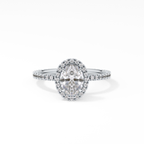 Oval Cut 0.91 Carat Moissanite Ring – Halo & Pave Setting in Gold