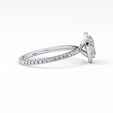 Oval Cut 0.91 Carat Moissanite Ring – Halo & Pave Setting in Gold