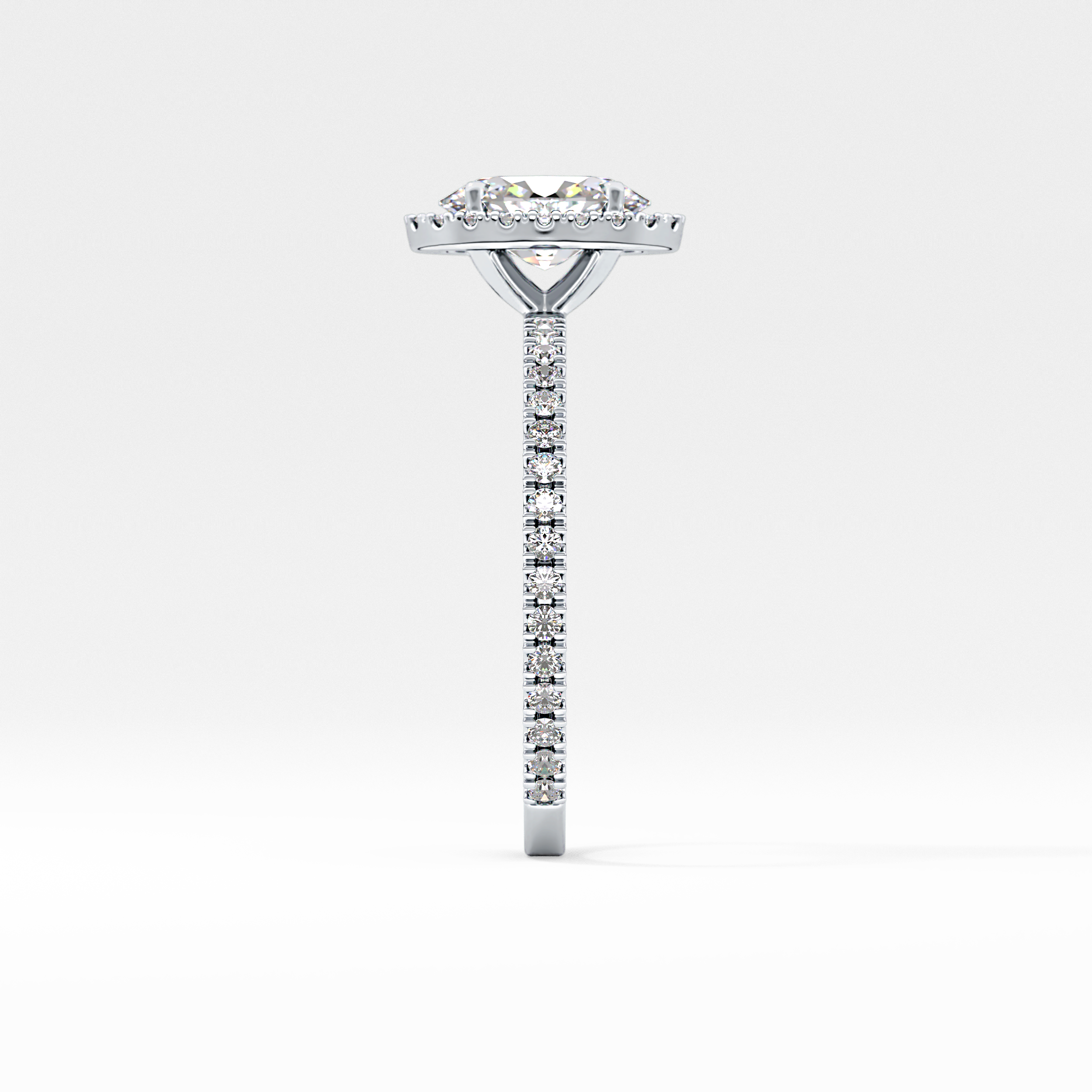 Oval Cut 0.91 Carat Moissanite Ring – Halo & Pave Setting in Gold