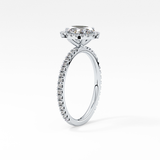 Oval Cut 0.91 Carat Moissanite Ring – Halo & Pave Setting in Gold
