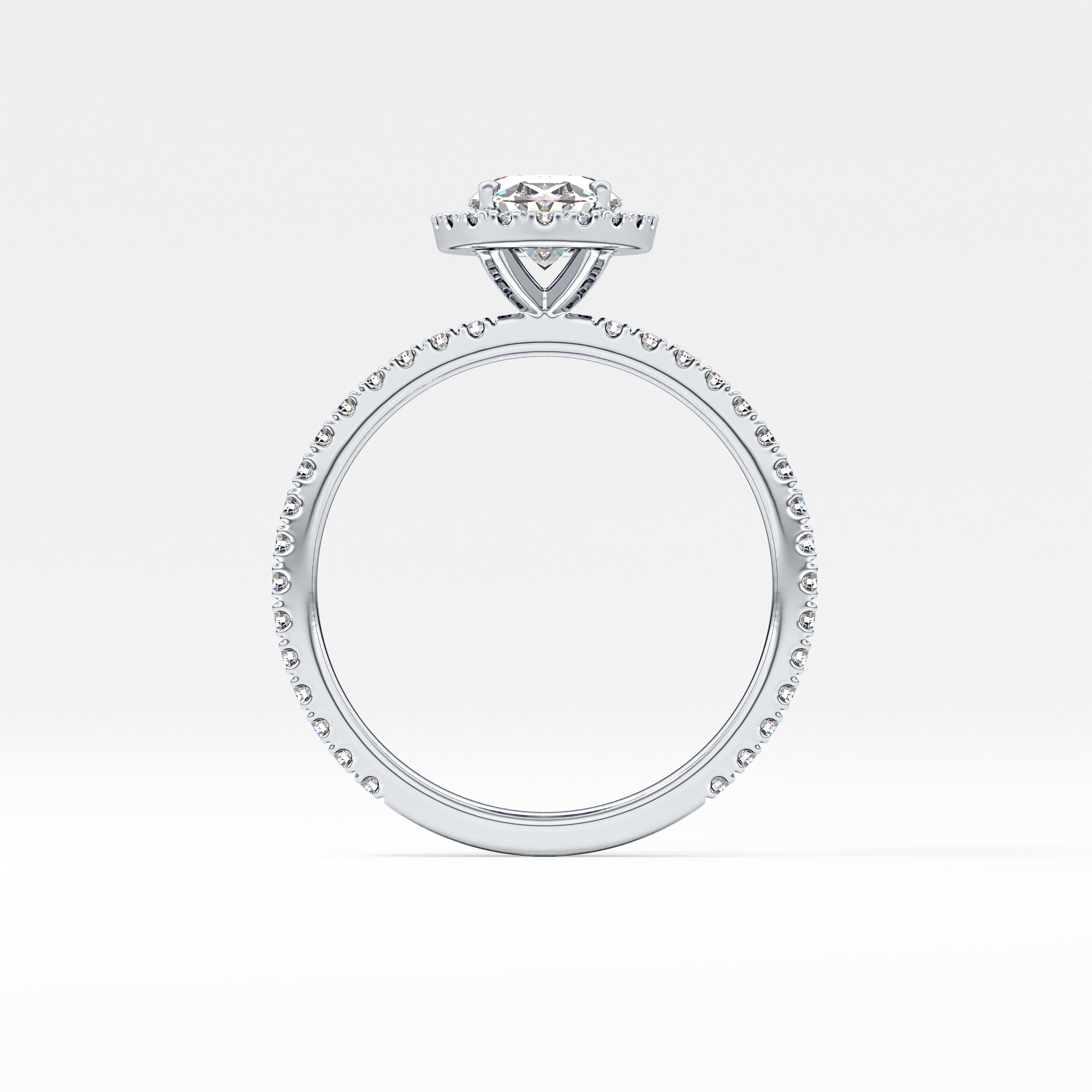 Oval Cut 0.91 Carat Moissanite Ring – Halo & Pave Setting in Gold