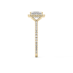 Emerald Cut 1.02 Carat Moissanite Ring – Halo & Pave Setting in Gold