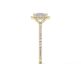Emerald Cut 1.02 Carat Moissanite Ring – Halo & Pave Setting in Gold