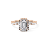 Emerald Cut 1.02 Carat Moissanite Ring – Halo & Pave Setting in Gold