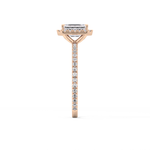 Emerald Cut 1.02 Carat Moissanite Ring – Halo & Pave Setting in Gold