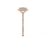 Emerald Cut 1.02 Carat Moissanite Ring – Halo & Pave Setting in Gold