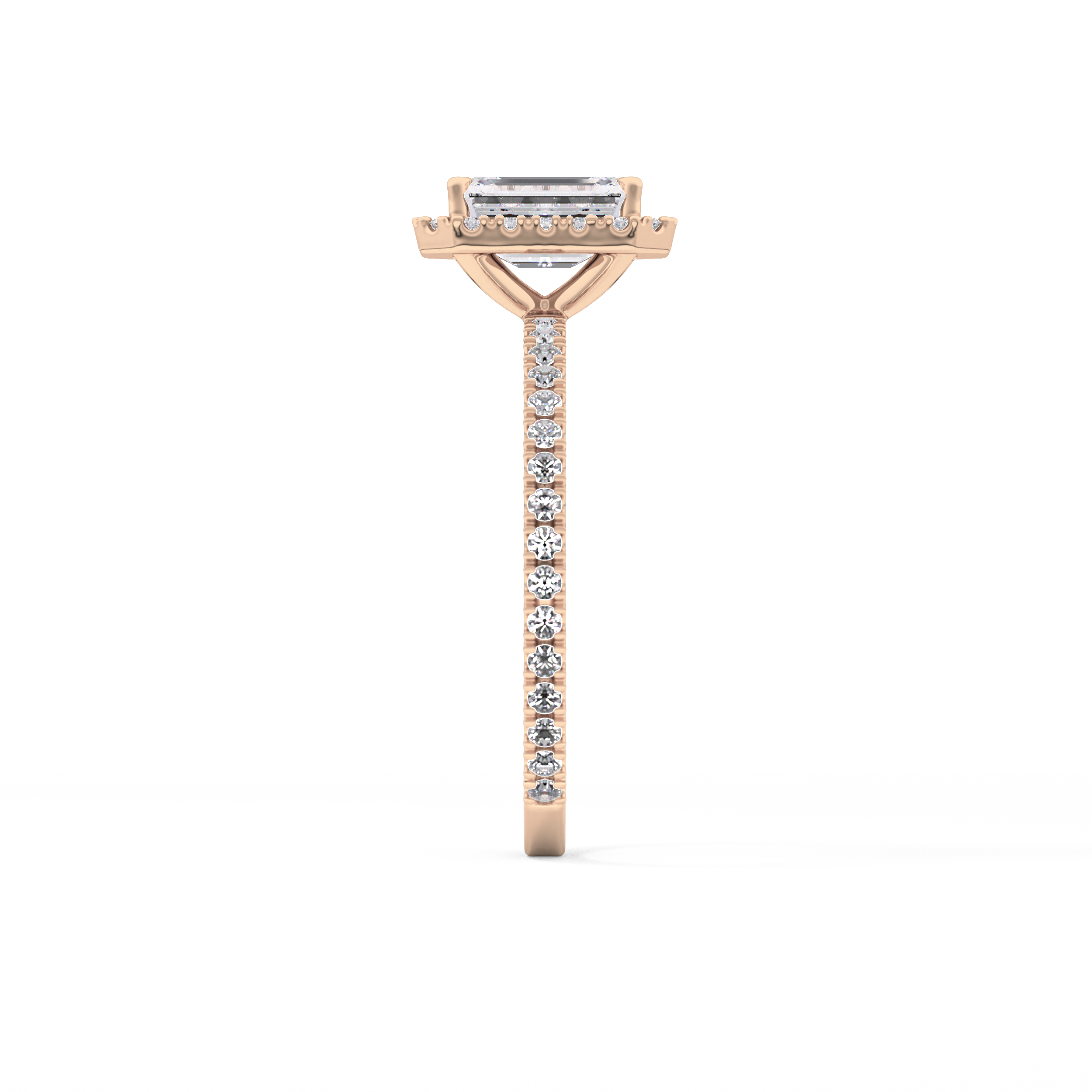 Emerald Cut 1.02 Carat Moissanite Ring – Halo & Pave Setting in Gold