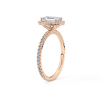 Emerald Cut 1.02 Carat Moissanite Ring – Halo & Pave Setting in Gold