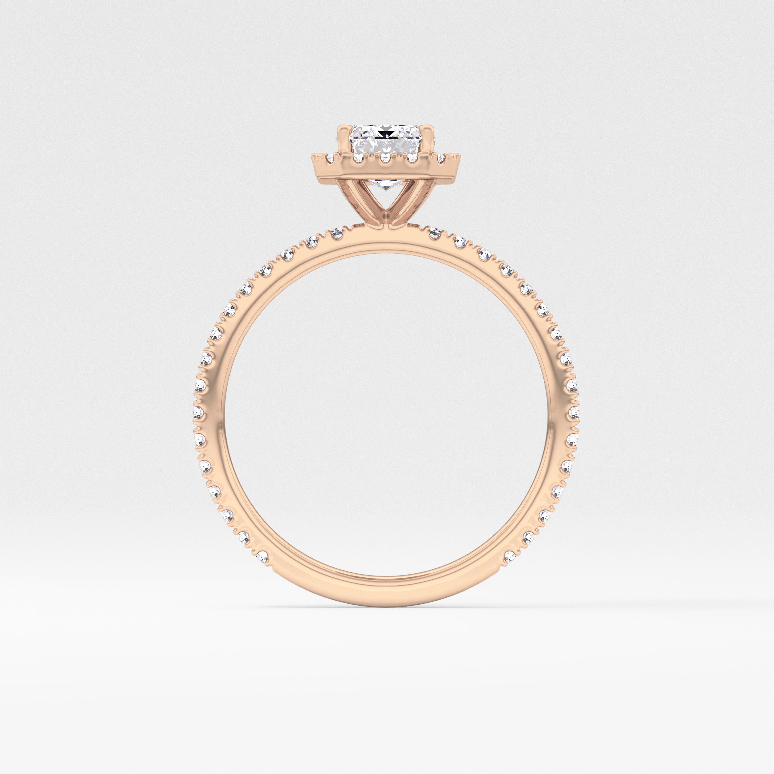 Emerald Cut 1.02 Carat Moissanite Ring – Halo & Pave Setting in Gold