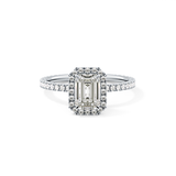 Emerald Cut 1.02 Carat Moissanite Ring – Halo & Pave Setting in Gold
