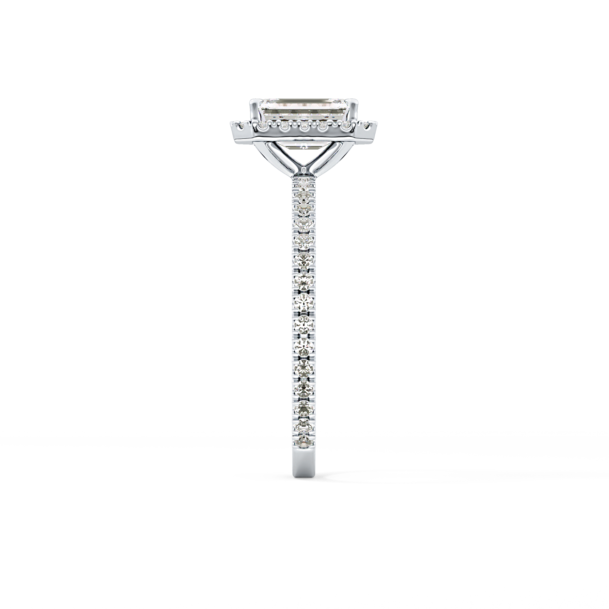 Emerald Cut 1.02 Carat Moissanite Ring – Halo & Pave Setting in Gold