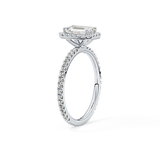 Emerald Cut 1.02 Carat Moissanite Ring – Halo & Pave Setting in Gold
