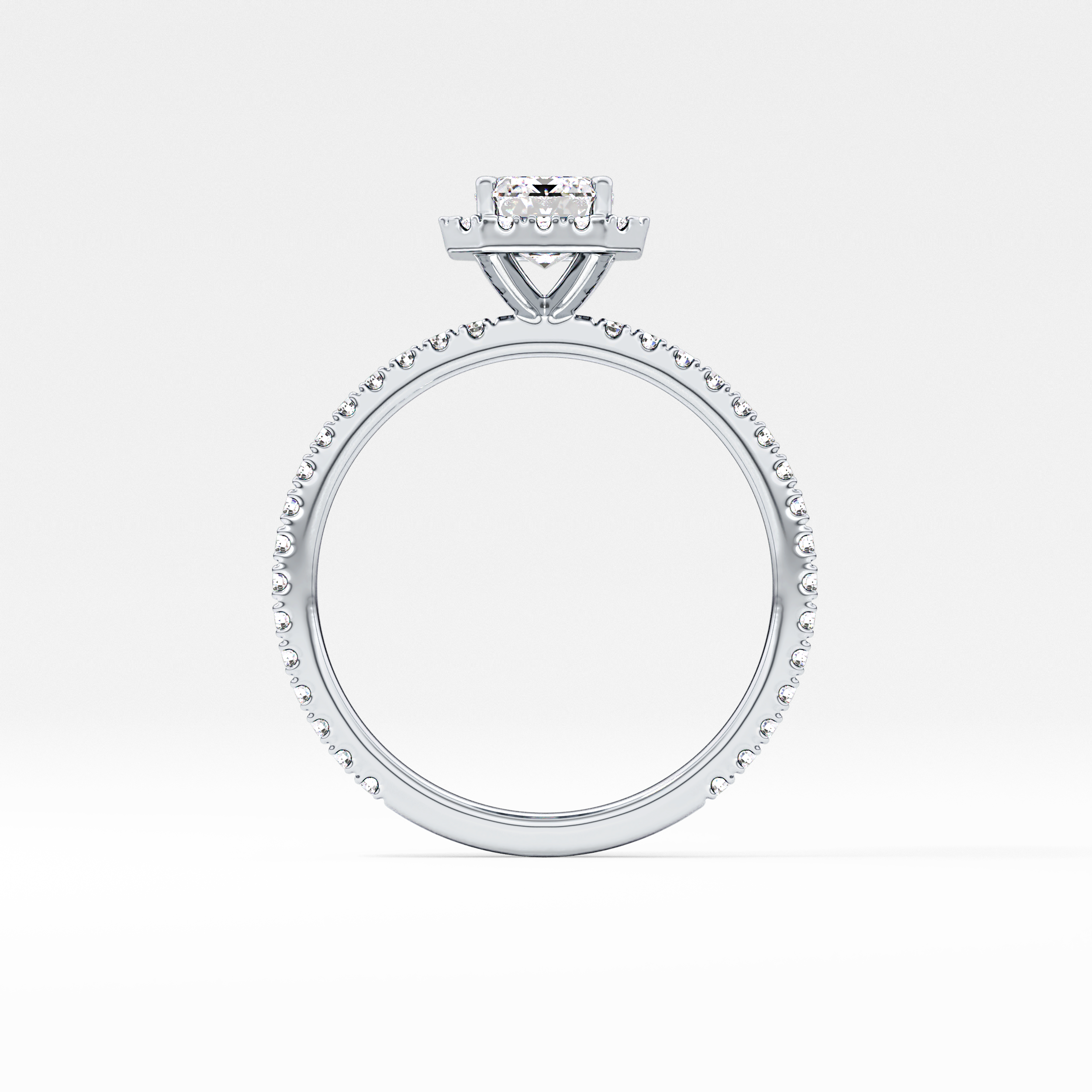 Emerald Cut 1.02 Carat Moissanite Ring – Halo & Pave Setting in Gold