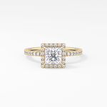 Princess Cut 1.04 Carat Moissanite Ring – Halo & Pave Setting in Gold