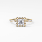 Princess Cut 1.04 Carat Moissanite Ring – Halo & Pave Setting in Gold