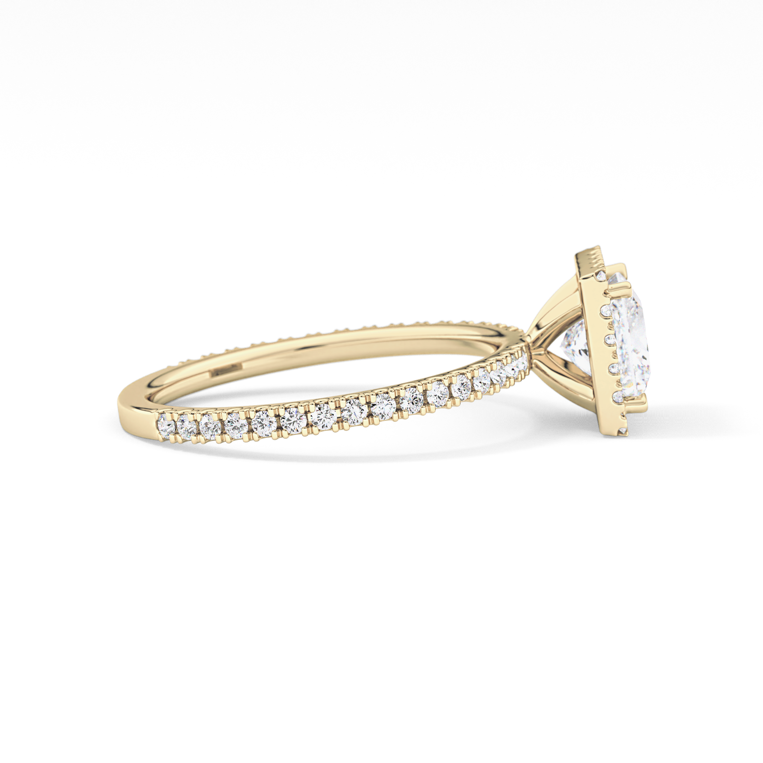 Princess Cut 1.04 Carat Moissanite Ring – Halo & Pave Setting in Gold