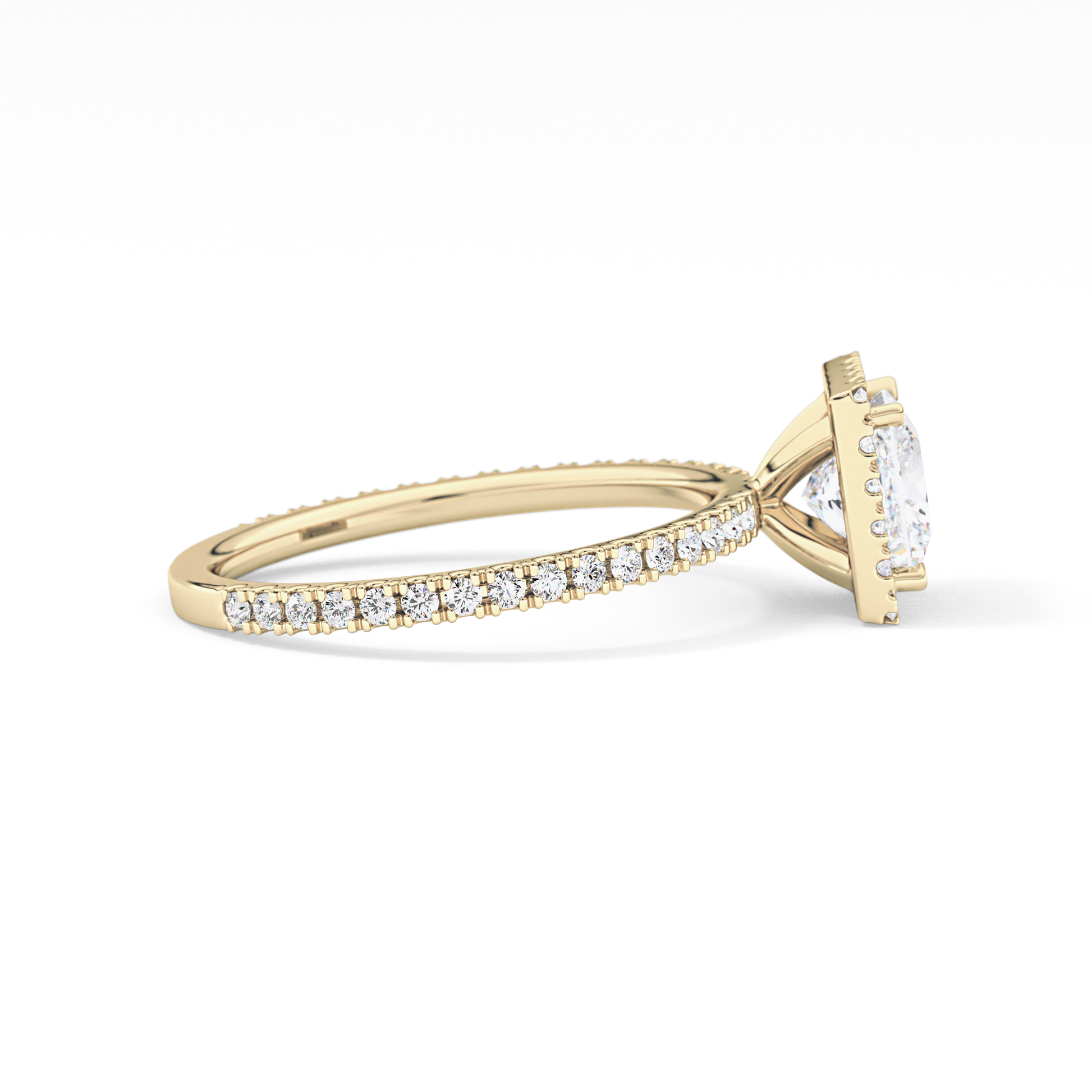 Princess Cut 1.04 Carat Moissanite Ring – Halo & Pave Setting in Gold