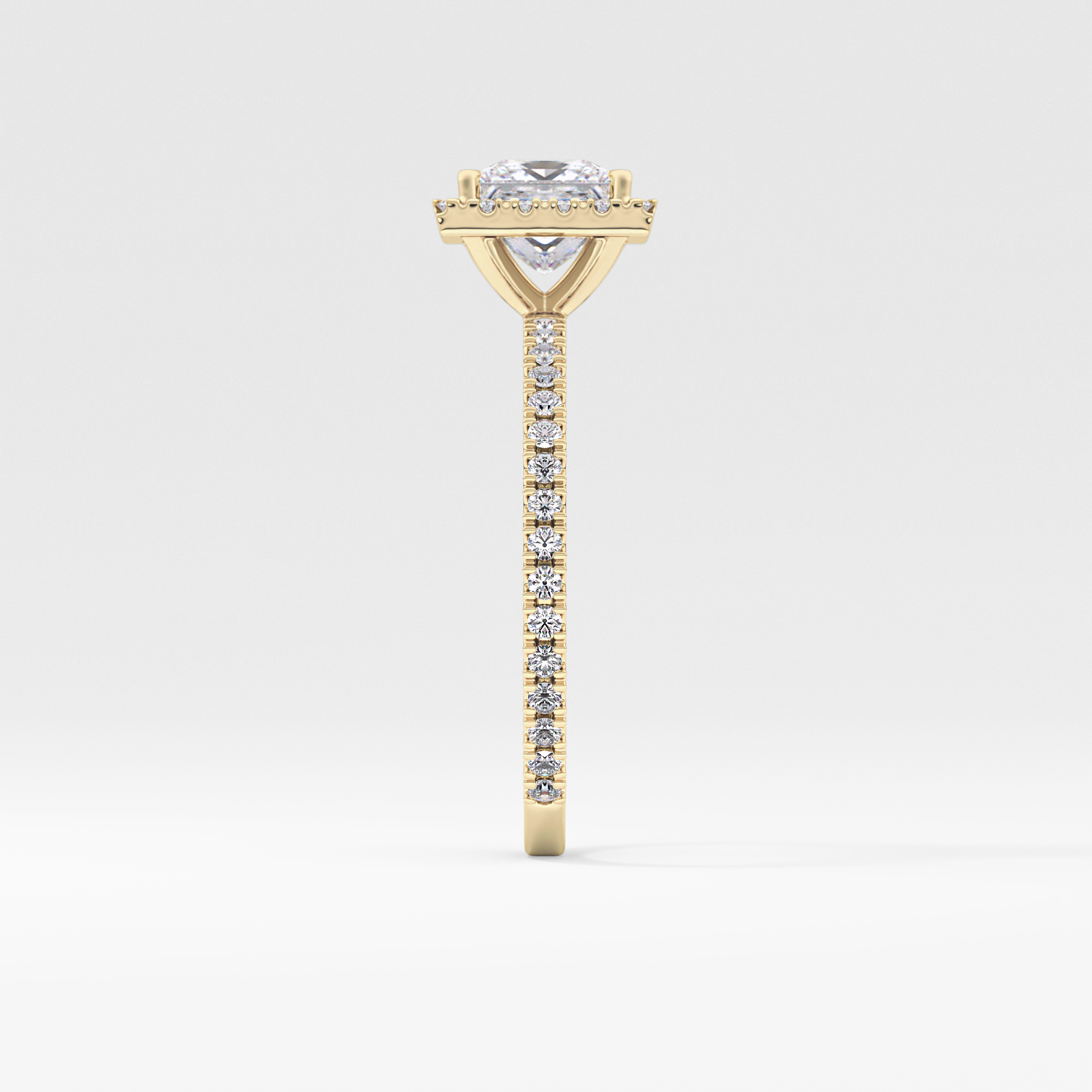 Princess Cut 1.04 Carat Moissanite Ring – Halo & Pave Setting in Gold