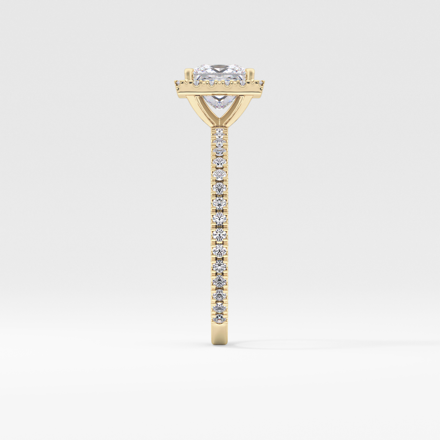 Princess Cut 1.04 Carat Moissanite Ring – Halo & Pave Setting in Gold