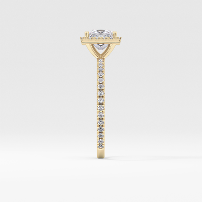 Princess Cut 1.04 Carat Moissanite Ring – Halo & Pave Setting in Gold