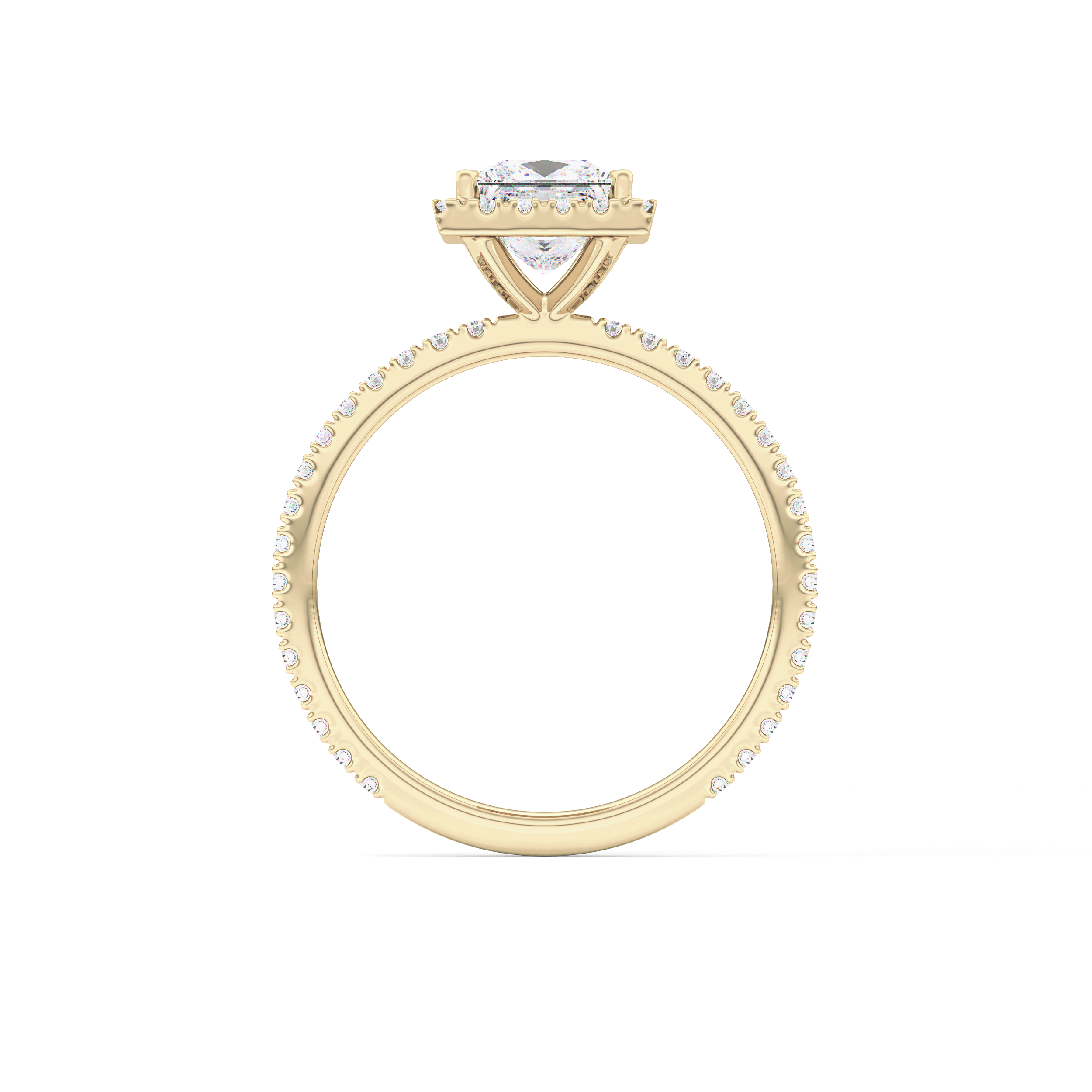 Princess Cut 1.04 Carat Moissanite Ring – Halo & Pave Setting in Gold