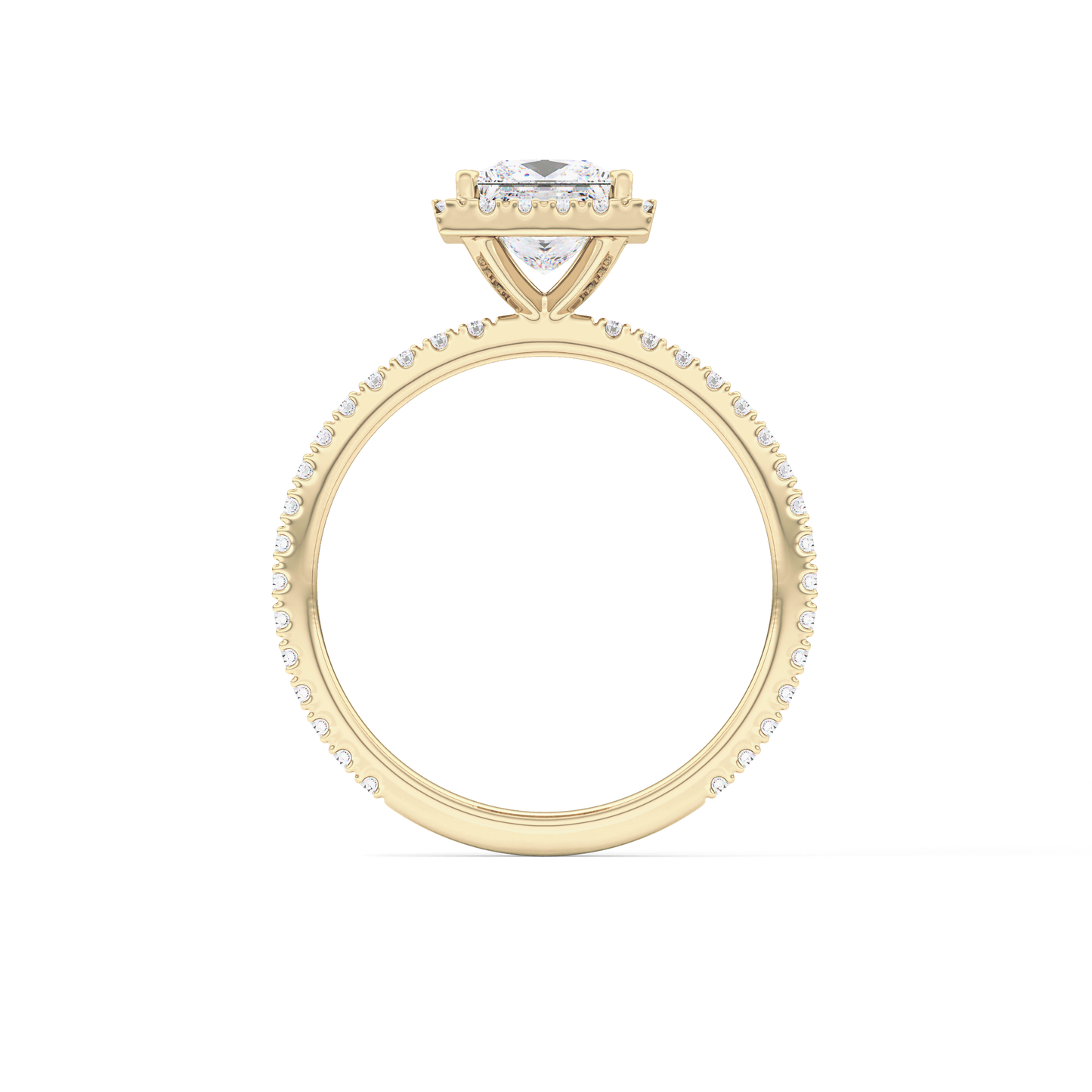 Princess Cut 1.04 Carat Moissanite Ring – Halo & Pave Setting in Gold