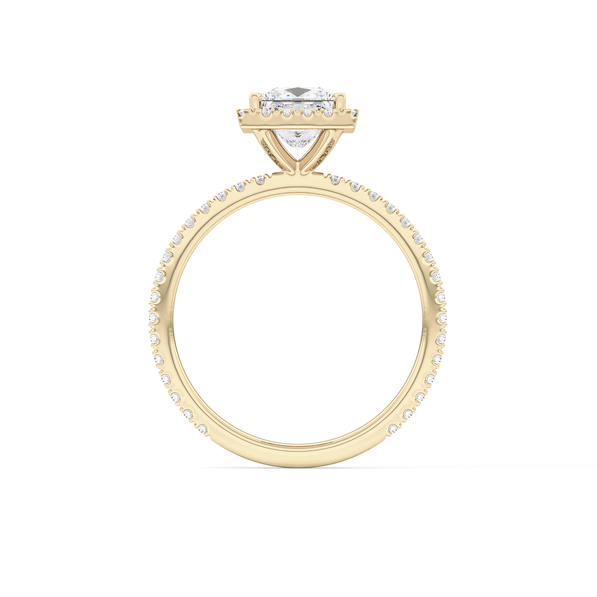 Princess Cut 1.04 Carat Moissanite Ring – Halo & Pave Setting in Gold