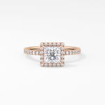 Princess Cut 1.04 Carat Moissanite Ring – Halo & Pave Setting in Gold